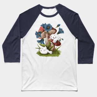 Cats, mushrooms and flowers Baseball T-Shirt